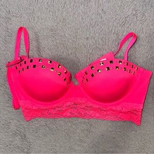 VS pink studded bustier bra
